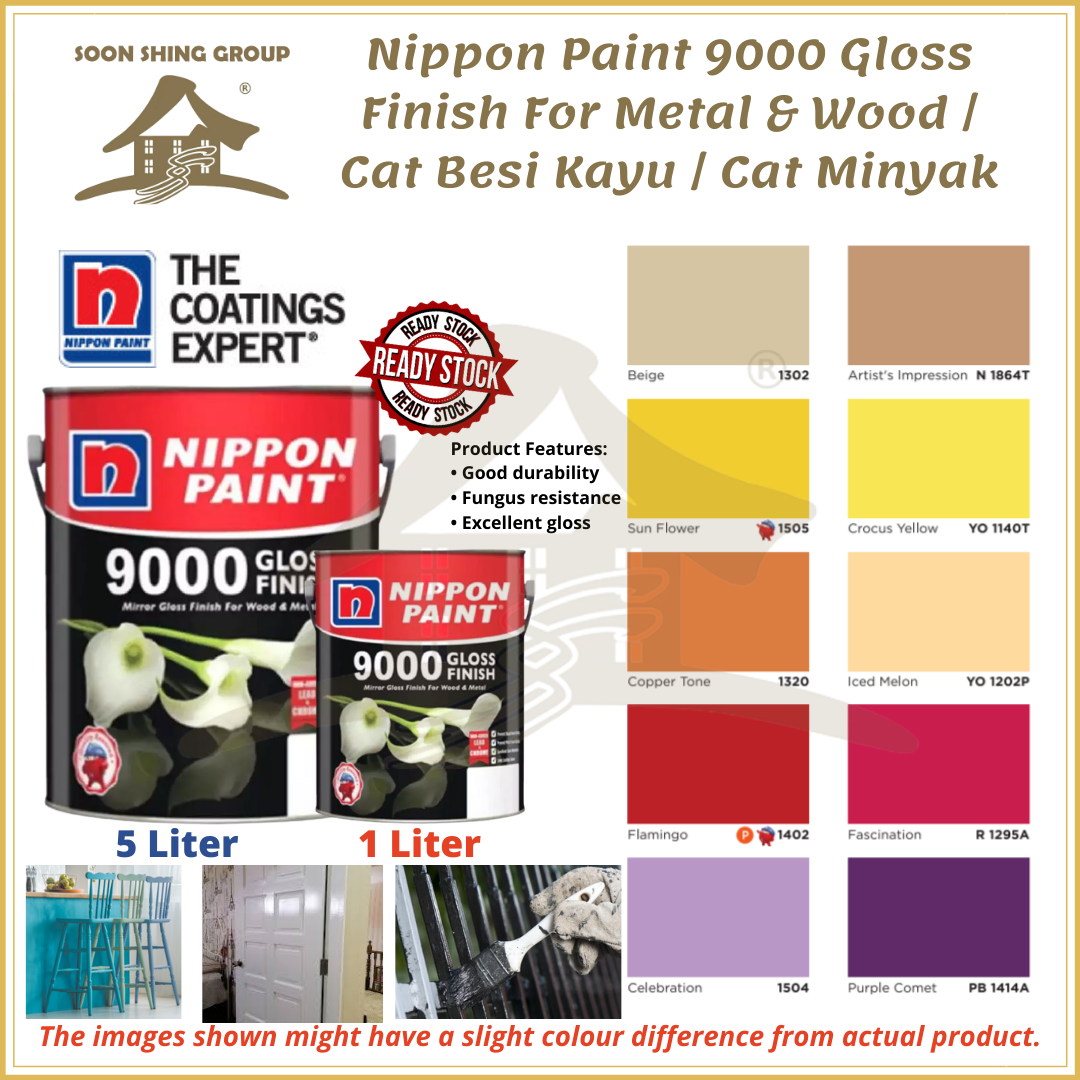 Nippon Paint 9000 Gloss Finish For Metal & Wood / Cat Besi Kayu / Cat