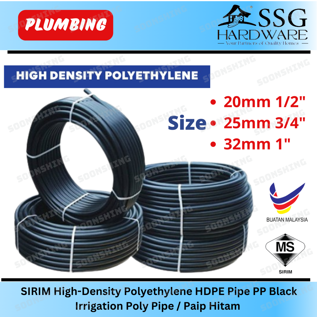 SIRIM HighDensity Polyethylene HDPE Pipe PP Black Irrigation Poly Pipe