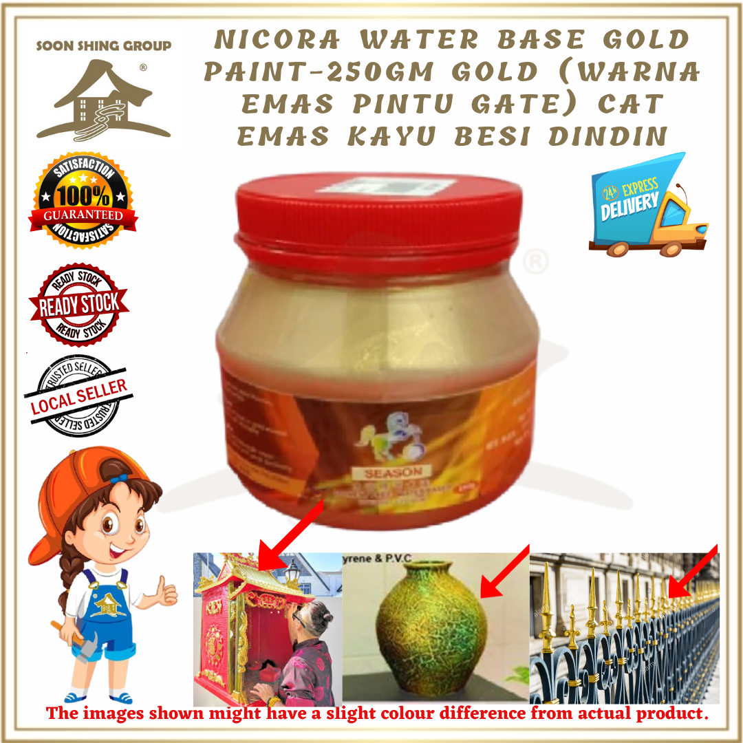 WATER BASE GOLD PAINT-250gm GOLD (WARNA EMAS PINTU GATE) Cat ...