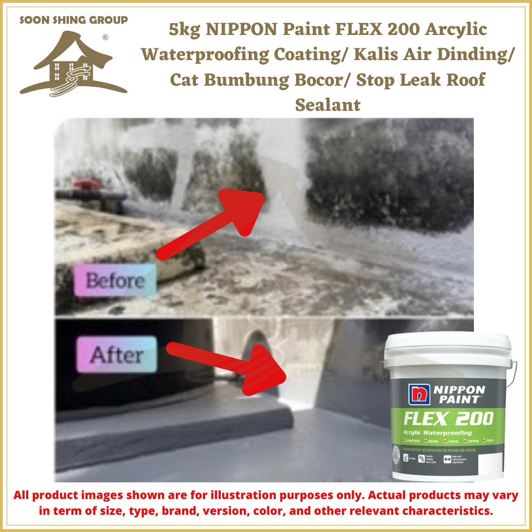 5kg NIPPON Paint FLEX 200 Arcylic Waterproofing Coating/ Kalis Air