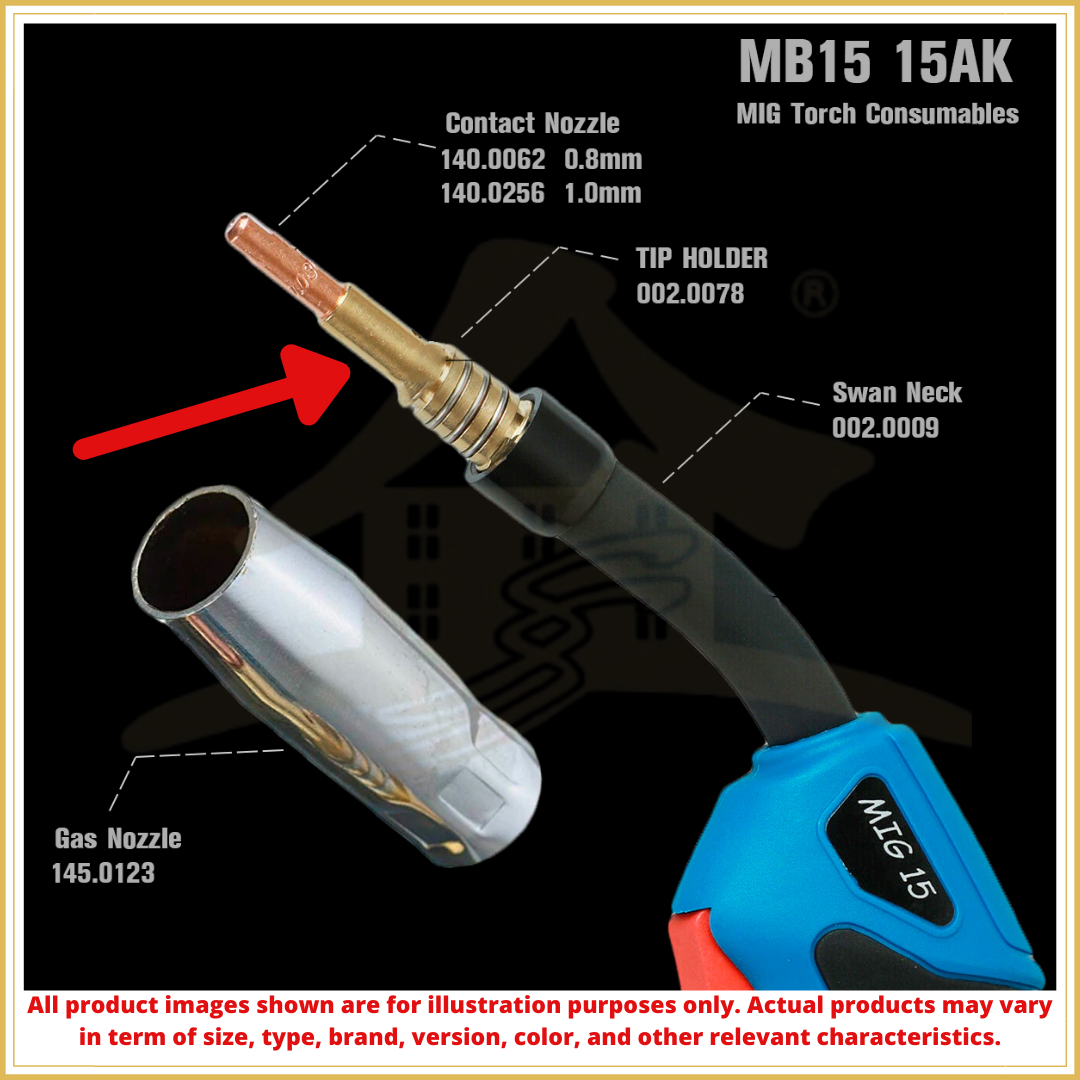 Kimpalan Mig Mag MB15 15AK Welding Torch CO2 MIG TIP HOLDER MIG / MAG Welding Nozzle Contact Tip