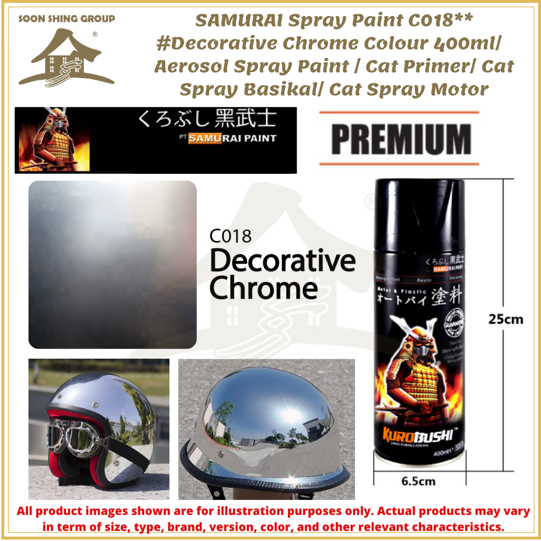 SAMURAI Spray Paint C018** Decorative Chrome 400ml / Aerosol Spray