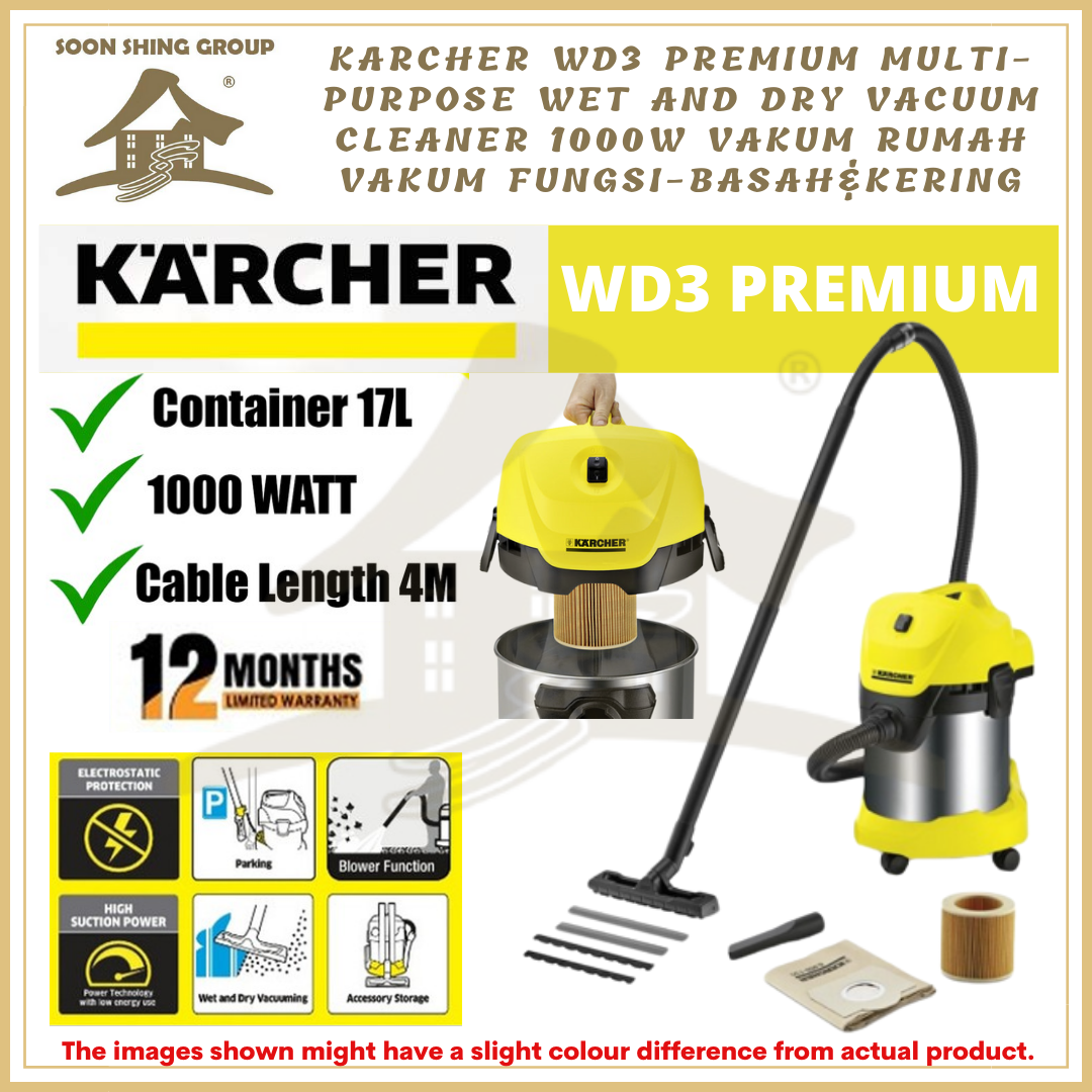 Karcher WD3 PREMIUM Multi-Purpose Wet And Dry Vacuum Cleaner 1000W ...