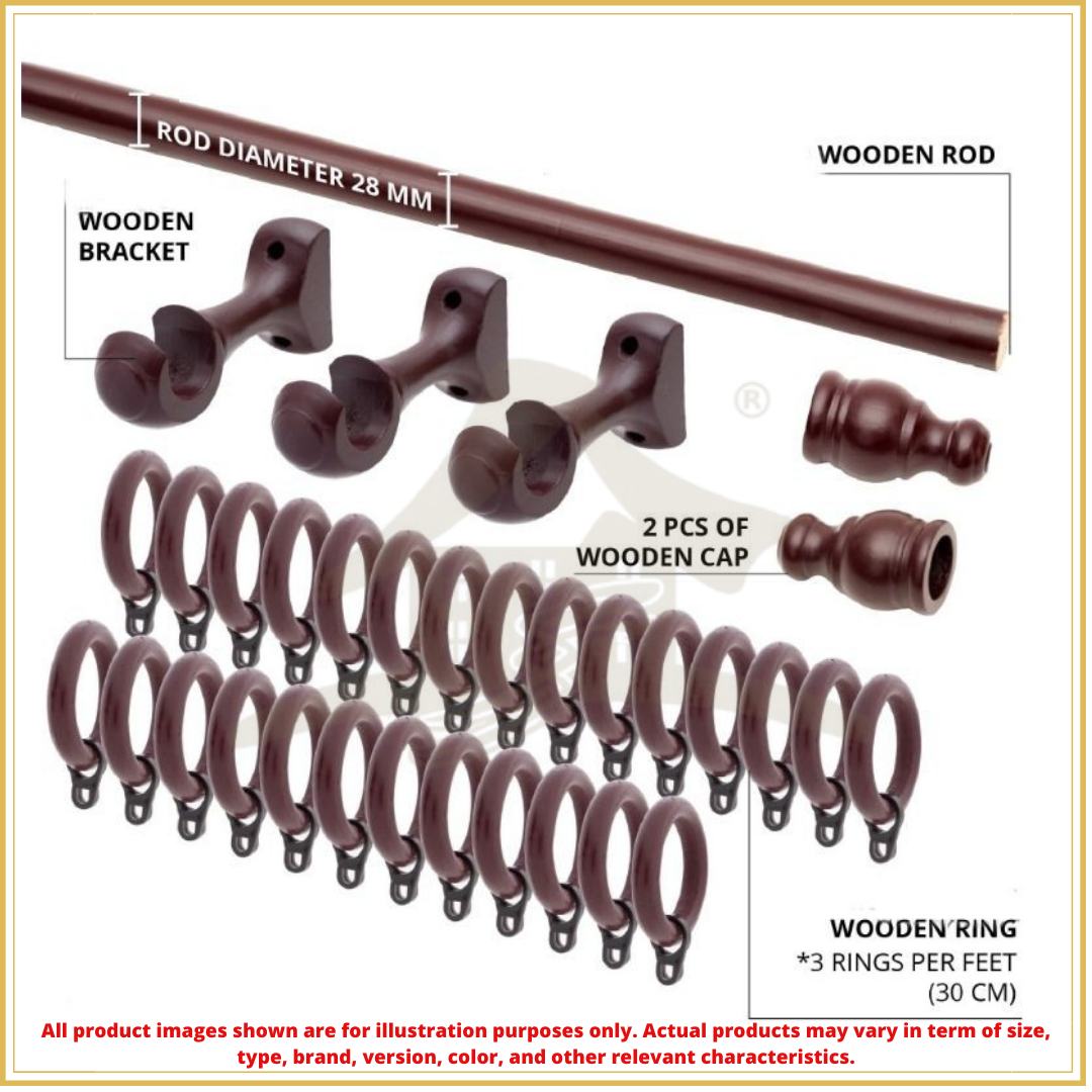 Wooden Curtain Rod / Curtain Rail / Rod Langsir Kayu / Batang Langsir