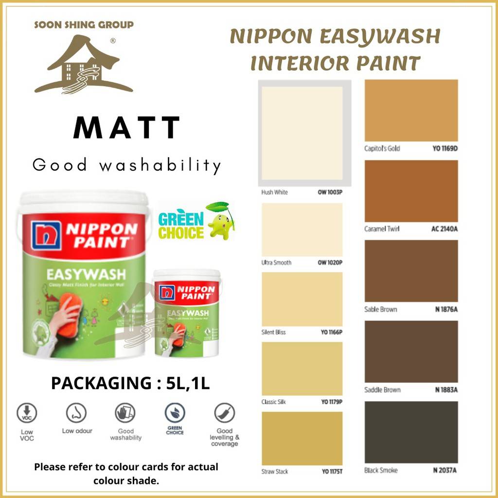 Sew12 Nippon Easywash Interior Paint 1l 5l Boleh Lap Cat Kapur Cat Dalam Rumah Cat Dinding