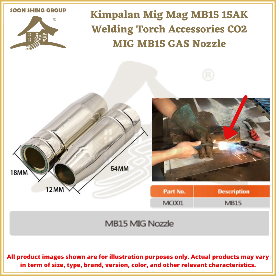 Qiya 5pcs MIG MB15 Conical Nozzle Shroud Style Welding Welder Gas Push On Accessories
