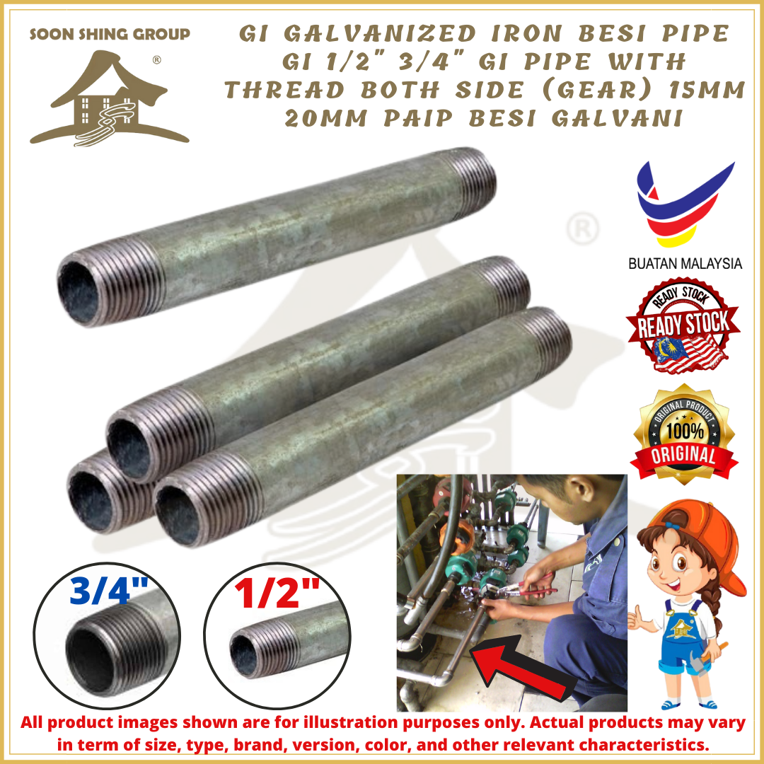 GI Galvanized Iron Besi Pipe Gi 1/2" 3/4" GI Pipe With Thread Both Side