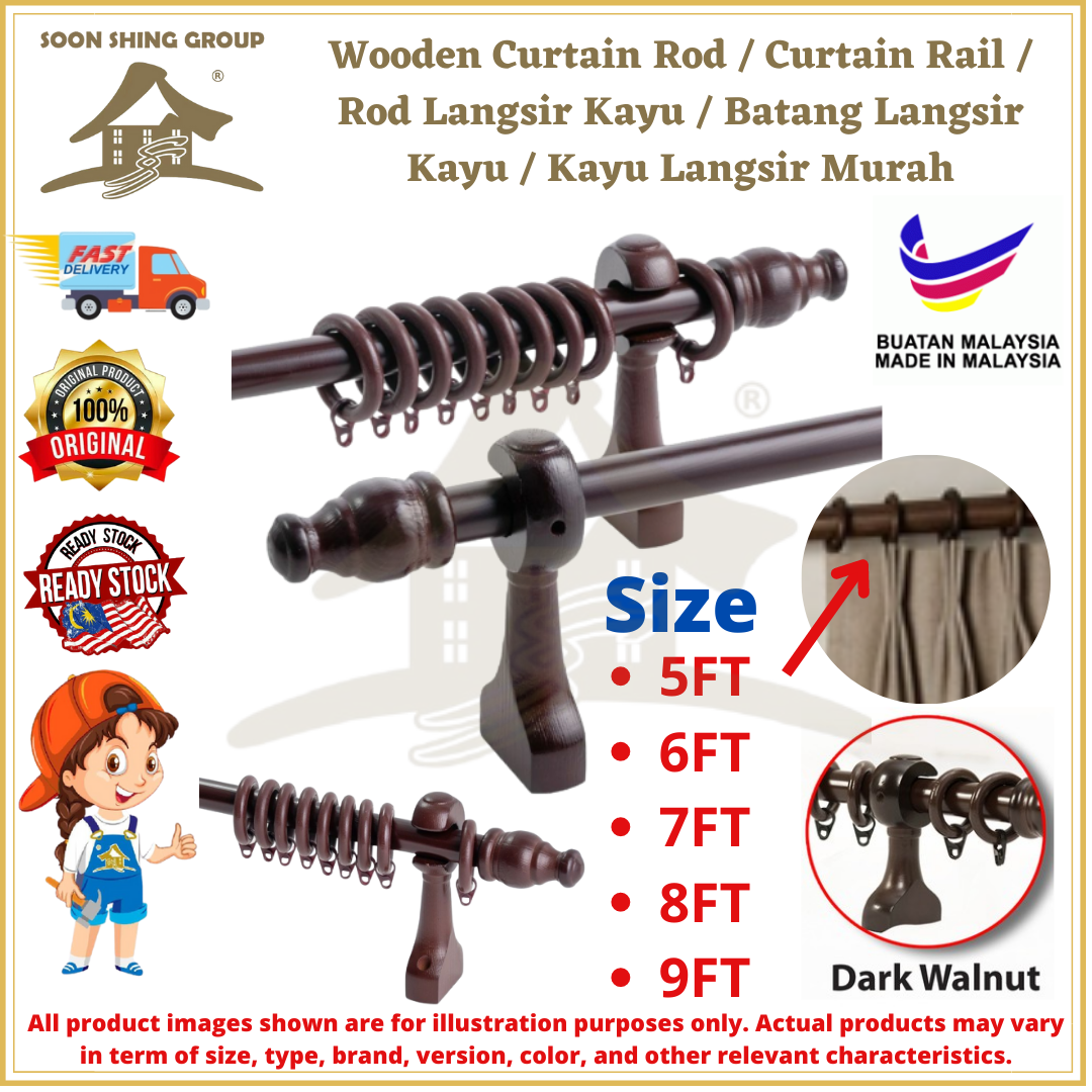 Wooden Curtain Rod / Curtain Rail / Rod Langsir Kayu / Batang Langsir